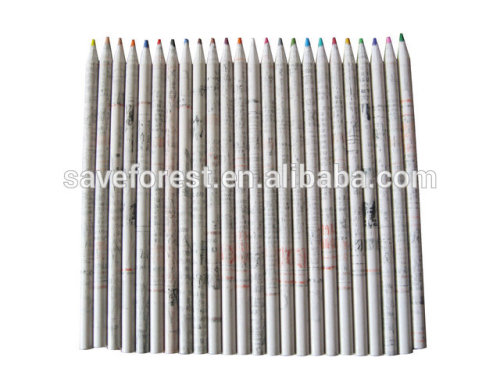 24 recycled paper made colored pencils with best pencil lead