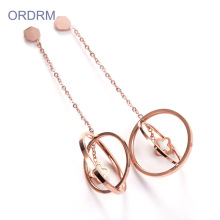 Cool Rose Gold Dangle Circle Earrings For Girls