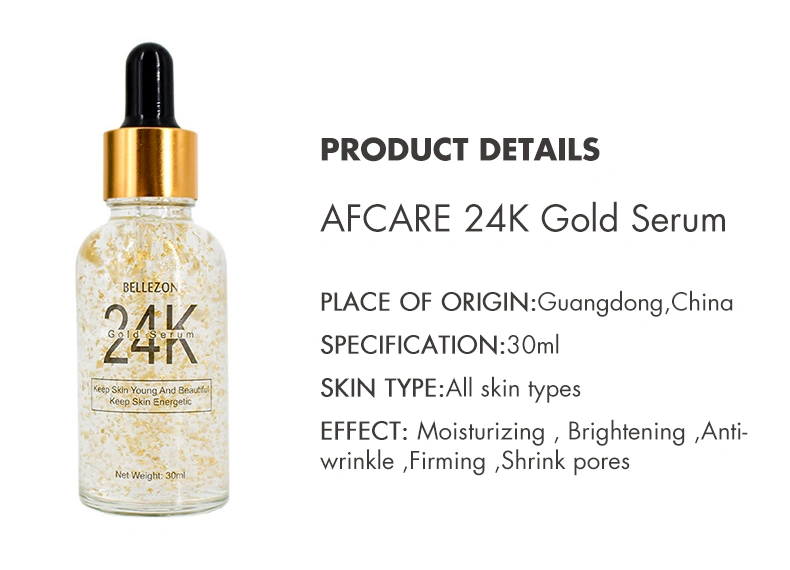 OEM ODM Facial Collagen Moisturizing Essence Lift Firming Anti-Aging Anti-Wrinkles Whitening Face Skin Care 24K Gold Serum