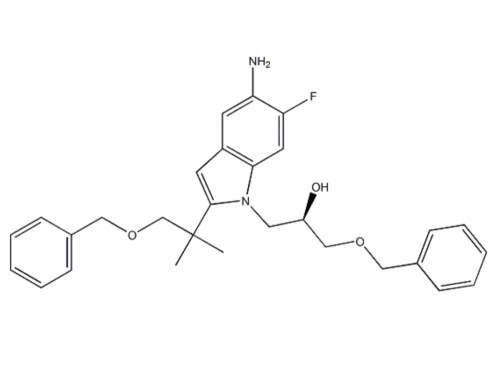 (2r) -1- {5-amino-2- [1- (benzyloxy) -2-methyl-2-propanyl] -6-fluoro-1h-indol-1-yl} -3- (benzyloxy) -2-- propanol 1294504-67-8