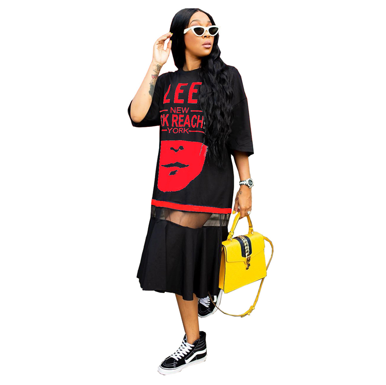 C6255 2020 new fashion oversize tshirt dress plus size for women skirts