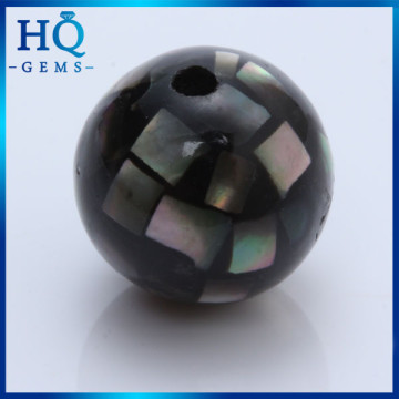 Wholesale Black Abalone Shell Mosaic Balls MOP Drilled Hole Beads