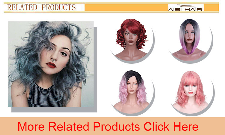 Aisi Hair Heat Resistant Fiber Straight Short Hair Bob Wigs with Neat Bangs Grey Mixed Black Short Bob Wigs for Women