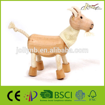 Natural Goat Wooden Animals Toy for Kids Education Training