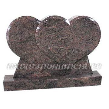 Granite Double Heart Monument, double heart shaped headstone tombstone