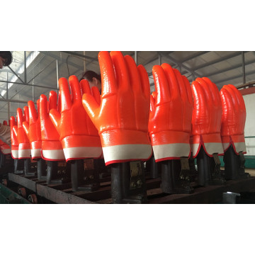 Fluorescent Orange PVC Coated gloves Safety cuff