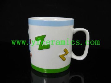 YF18564 embossed logo ceramic mug