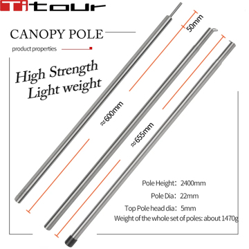 GR9Titanium Tent Canopy Support Rods Canopy Trap Poles