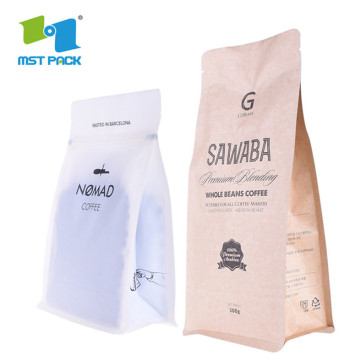 Kávová zrna Flat Bottom square packaging plastic Bag with Valve