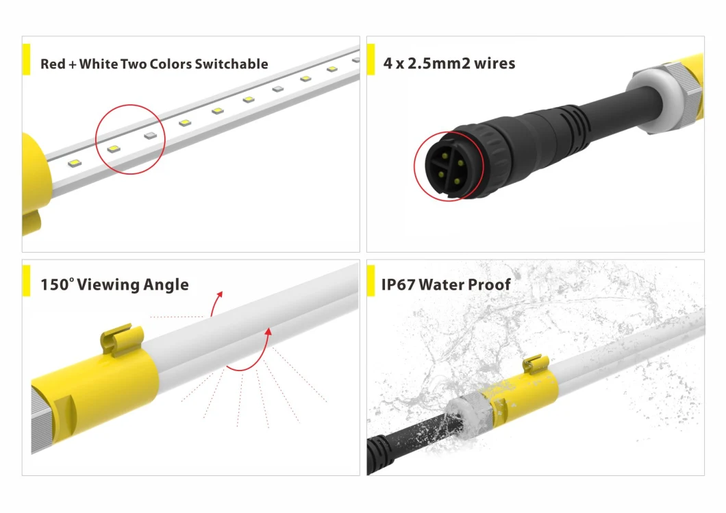 2020 Latest IP67 Corrosion-Proof CCT Switchable DC48V T6 LED Lighting for Layer Cage