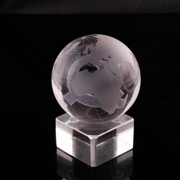 Custom transparent earth world map sandblasting crystal ball