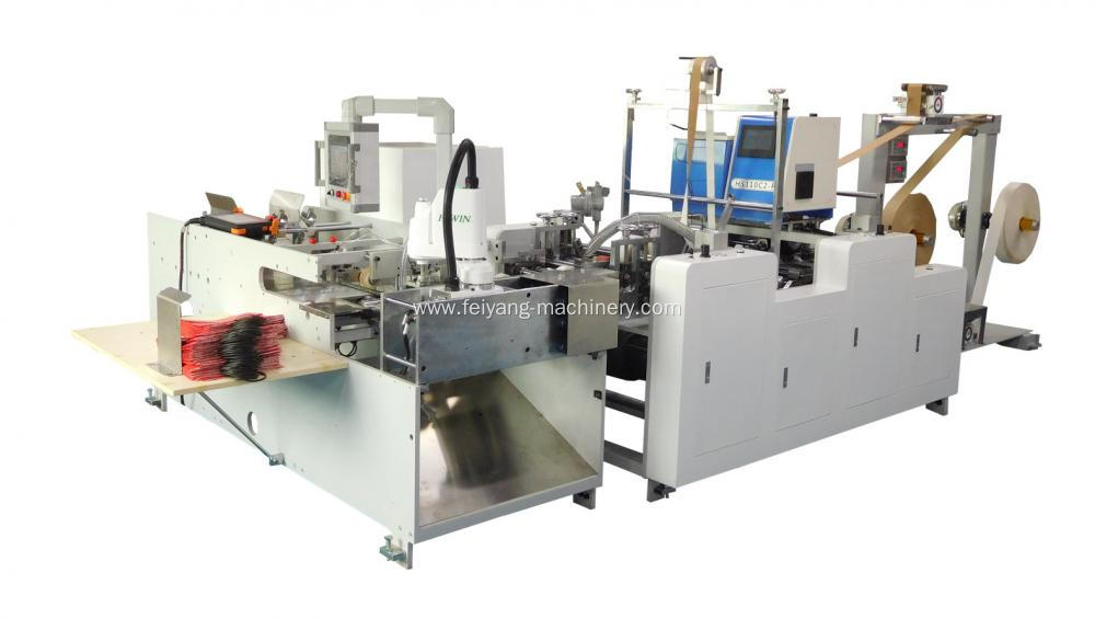 Handle gluing machine for paper bags