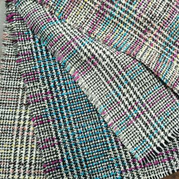 Boucle fashion plaid style with loops yarn fabric