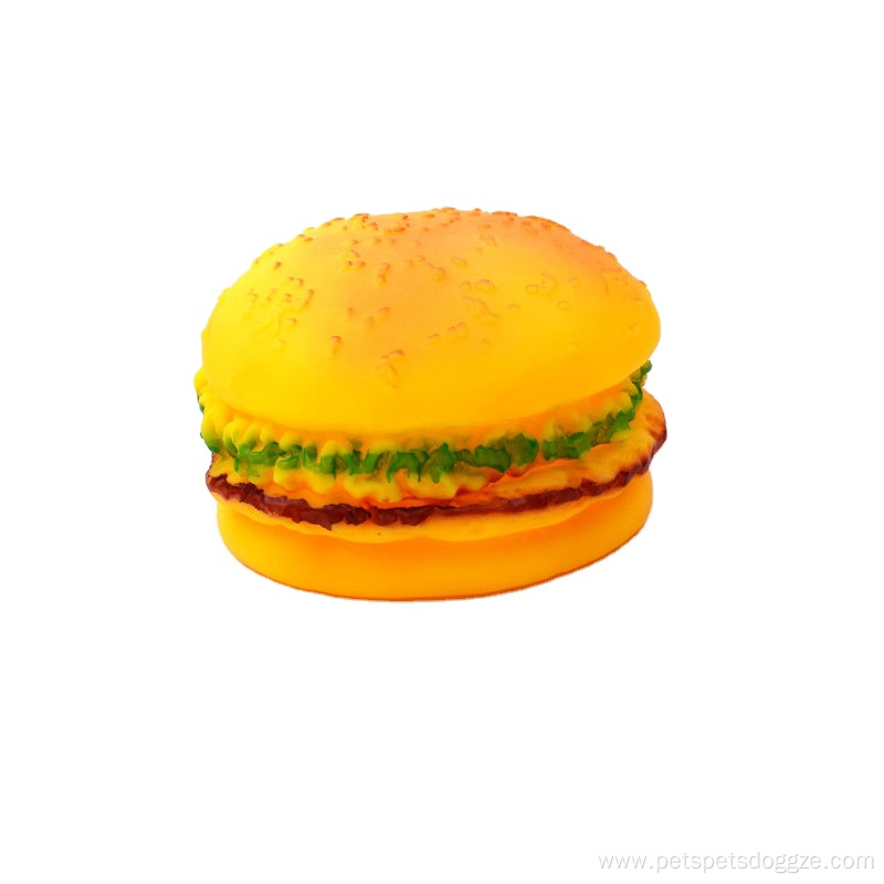 Eco-friendly vinyl squeaky hamburger dog toy pet products