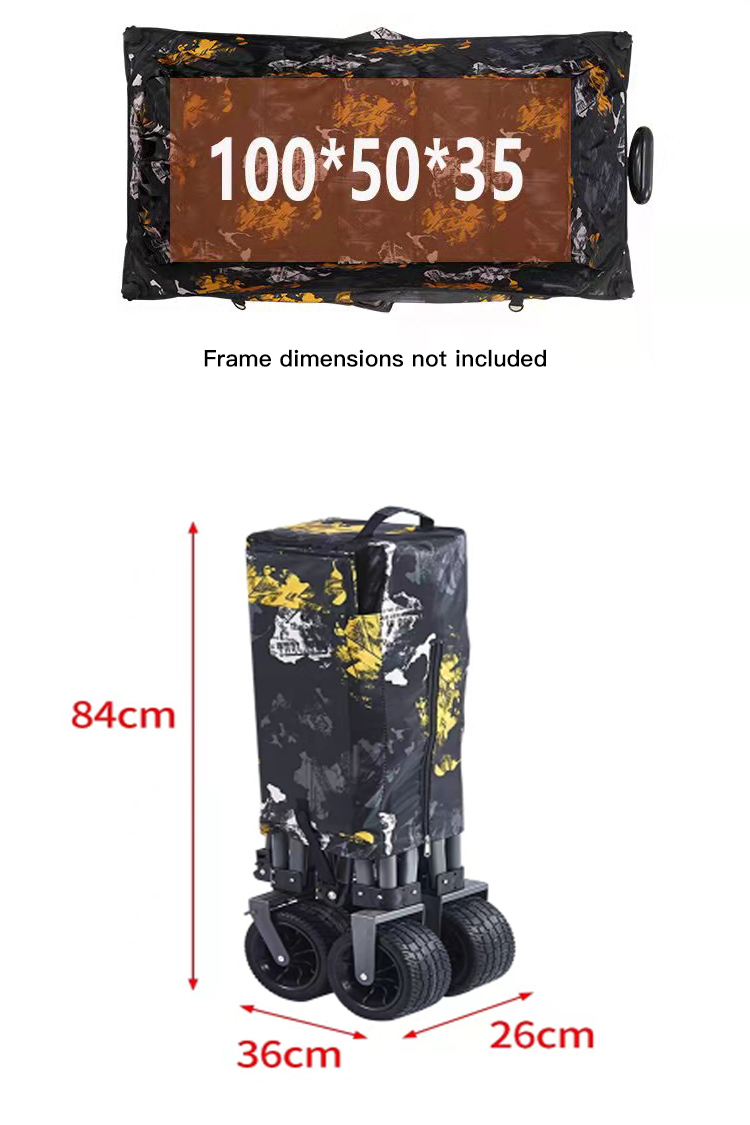 Outdoor picnic cart Folding Collapsible Wagon Outdoor Camping Cart with Universal Wheels & Adjustable Handle