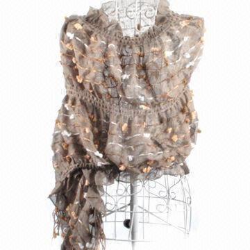 Stripe scarf shawl with embroiders, fashionable design