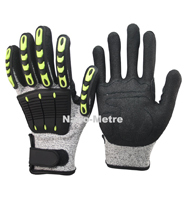 NMSAFETY Hi-viz yellow oil and gas TPR anti impact mechanic nitrile gloves