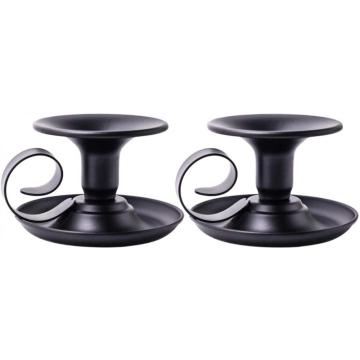 Set of 2 Simple Black Candlestick Holders