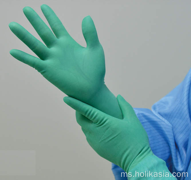 Sarung tangan perubatan lateks hijau