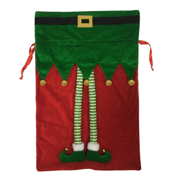 Santa sack velvet red green bag