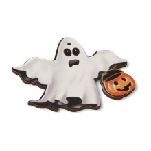 Pandahall's Halloween Collection: Enchanting White Wooden Ghost Pumpkin Pendant