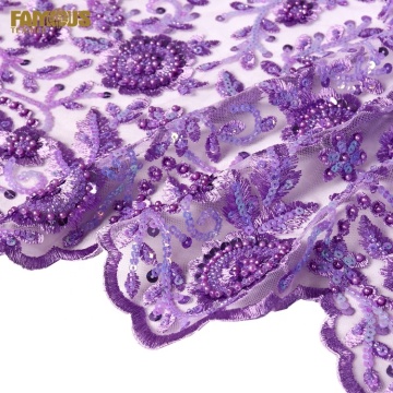 In STOCK Purple Spangle Beaded Lace Embroidered Swiss Sequin Lace Fabric