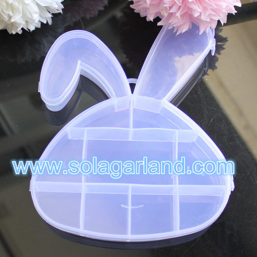 Lovely Rabbit Shape Clean Plastic Storage Jewelry Box With 11 Grids