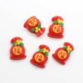 100pcs Chinese Style Red Lucky Bag Shaped Resin Cabochon For Holiday Party Decor DIY Craft Kids Toy Ornaments