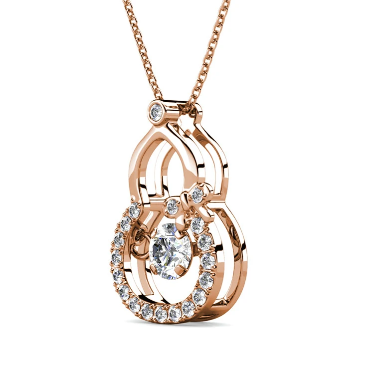 Hypoallergenic Dancing Crystal Calabash Kids Pendant Necklace Jewelry Best Gift for Women Girlfriend