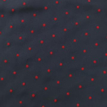 100% Polyester moss crepe with Red flocking