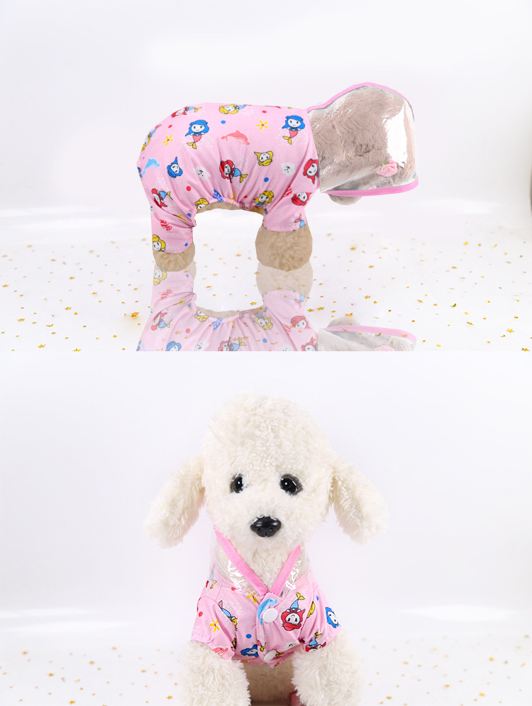 Dog Raincoat Spring and Summer Clothes Teddy Small Dog Pet Poodle Puppy Raincoat Transparent Raincoat Pet Clothes