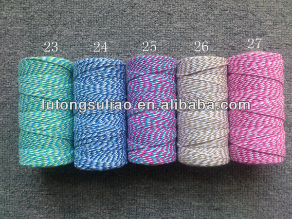 3mm striped colour cotton twine for gift packing