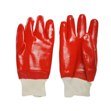 Rote PVC-beschichtete Handschuhe Glattes Finish