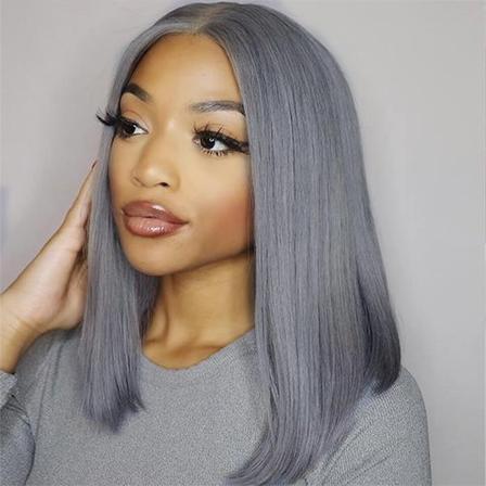 Silver Grey Straight Bob Wig