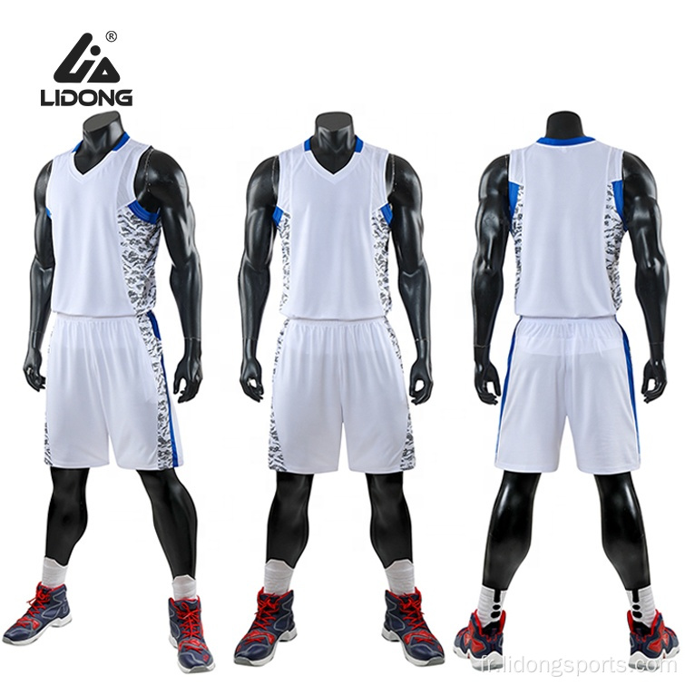 Men de basket-ball de basket-ball personnalisé Jersey de basket-ball blanc simple