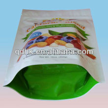 Resealable stand up plastic nutrition zipper bag