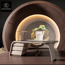 Leather Executive Workstation Set - Modern Luxury Office Furniture