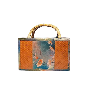 Handmade Vintage Satin Bamboo Weaving Bag for Casual Outings