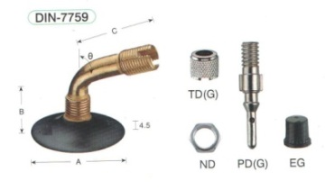 Tire valve for motorcycle, scooter and industrial valves