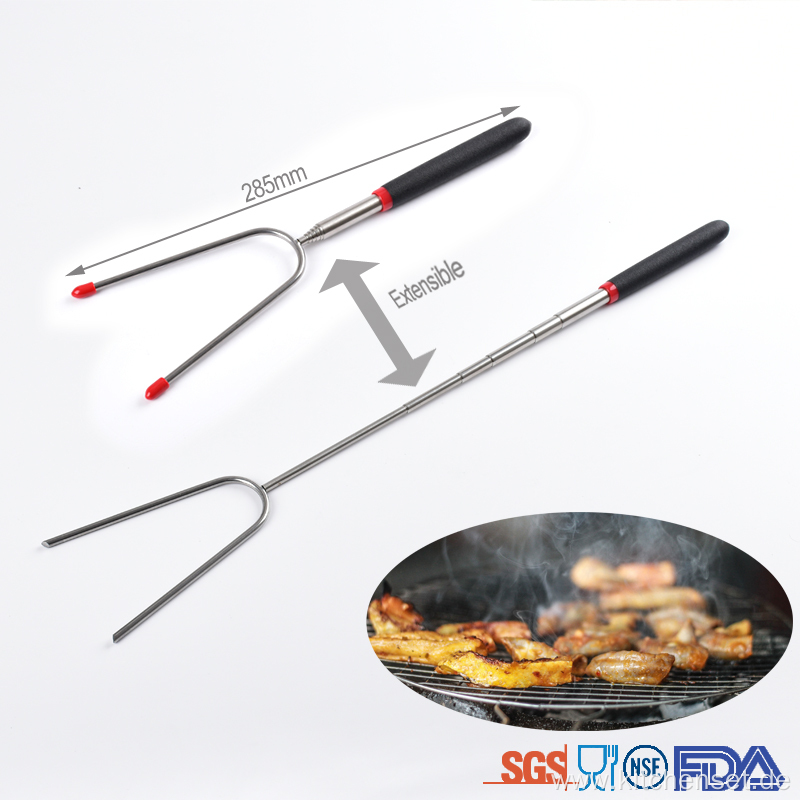 Extendable bbq skewer telescopic bbq fork