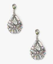 Tear-shaped large drop earring women earring with colored diamond