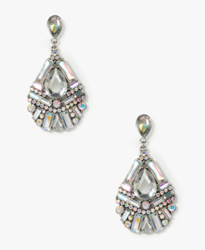 Tear-shaped large drop earring women earring with colored diamond