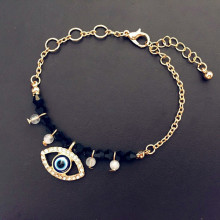 Chain Evil Eye Gold Bracelet Crystal Beads Pendant Bracelet