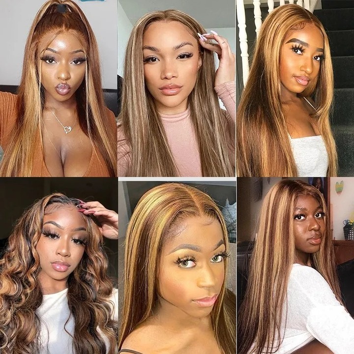 Factory Customized Any Texture Color Human Hair Wig Highlight Color Cuticle Aligned Virgin Hair Transparent13x4 Lace Front Wigs