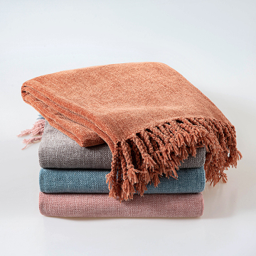 Soft Fluffy Chenille Throw Blanket for Sofa