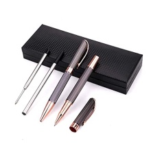 Rose Gold Engraved Rollerball Pen Luxury Metal Gift Pen Set for Men
