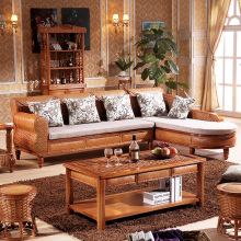 Rattan Woven Sofa Set With Solid Wood Frame