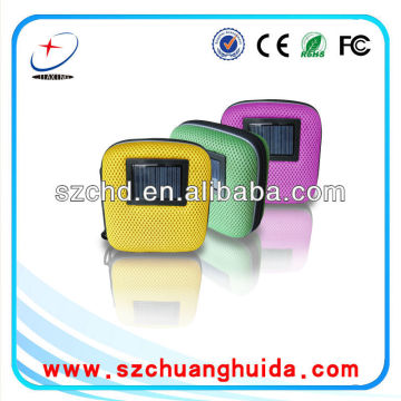 Convenient rechargeable portable solar speaker case with solar panel