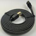 Cable Ethernet plano Cat8 Nylon trenzado de alta velocidad