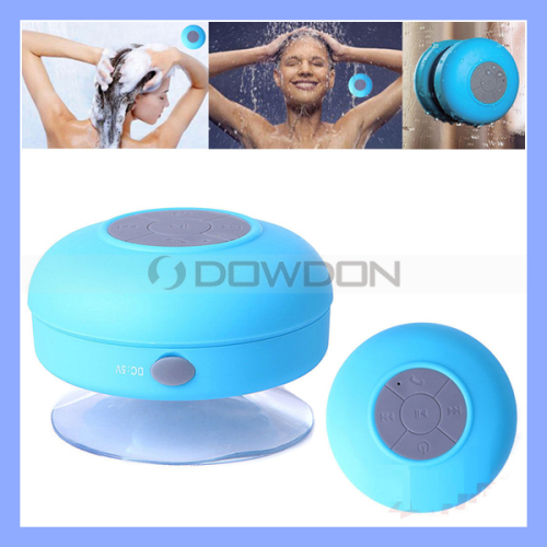 Blue Mini Waterproof Portable Shower Mic Car Suction Wireless Bluetooth Speaker
